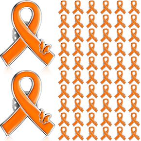 Tondiamo Ribbon Heart Health Awareness Lapel Pins Ribbon Pins HIV Pins for Brooch Jewelry Charity, Orange
