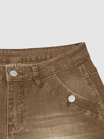 Flamingals Straight Leg Jeans for Women Ripped Raw Hem Mid Waisted Bootcut Jeans Without Belts in Saudi Arabia