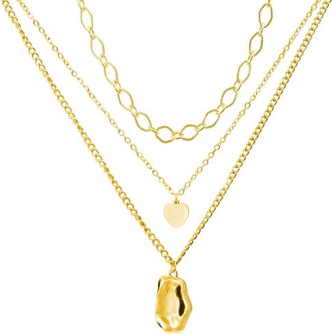 Herringbone Necklaces for Women, Hypoallergenic 18K Real Gold Plated Choker Necklace for Men Girls, 2Pcs Silver Necklace Set, Layering Necklaces(Individual Lobster Clasp) in Saudi Arabia