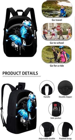 3 مجموعة حقيبة كتف للأولاد والبنات، حقيبة ظهر مدرسية مطبوعة على شكل بقرة عباد الشمس مع سحاب، حقيبة ظهر للطلاب مع حقيبة قلم رصاص ثابتة وحقيبة غداء وحقيبة حمل in Kuwait