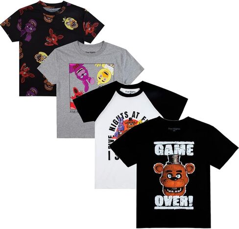تي شيرت للأولاد من Five Nights At Freddy's Game Over بياقة دائرية وأكمام قصيرة مكونة من 4 قطع in Saudi Arabia