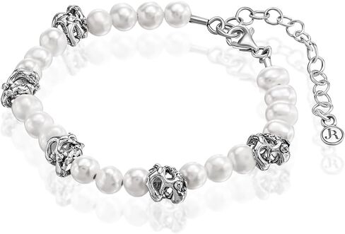 سوار من الفضة الإسترلينية 925 على سلسلة مقاس 7 بوصات مع لآلئ المياه العذبة المزروعة بمظهر عتيق من النيكل المضاد للحساسية والرصاص، مجموعة مصممة يدويًا من الحرفيين، مجوهرات عيد ميلاد مصنوعة يدويًا هدية حقيقية in Kuwait