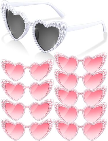 10 Pcs Bachelorette Party Sunglasses Pearl Heart Shaped Sunglasses Bridesmaid Gifts for Women Bride Wedding Party in Saudi Arabia