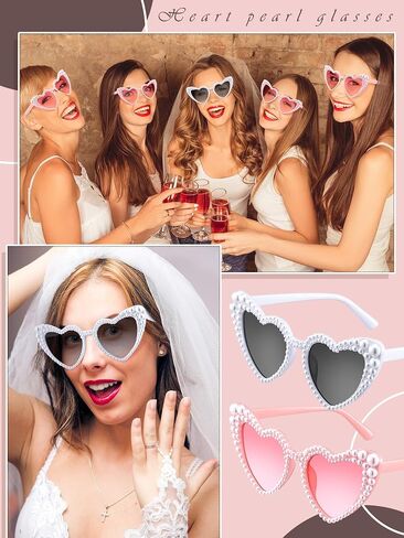 10 Pcs Bachelorette Party Sunglasses Pearl Heart Shaped Sunglasses Bridesmaid Gifts for Women Bride Wedding Party in Saudi Arabia