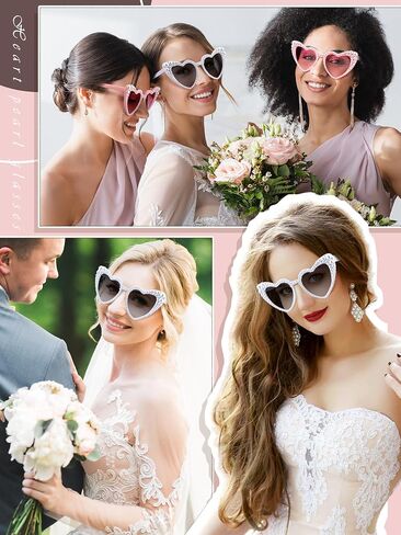10 Pcs Bachelorette Party Sunglasses Pearl Heart Shaped Sunglasses Bridesmaid Gifts for Women Bride Wedding Party in Saudi Arabia