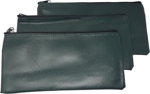 3 Piece Set PM Company Security Bank Deposit Bag / Utility Zipper Coin Bag / Pouch Safe Money Organizer Bag / 11 X 5.5 Inches (FREE RETURN) (BANK BAG-PACK OF 3 - Green) in Kuwait