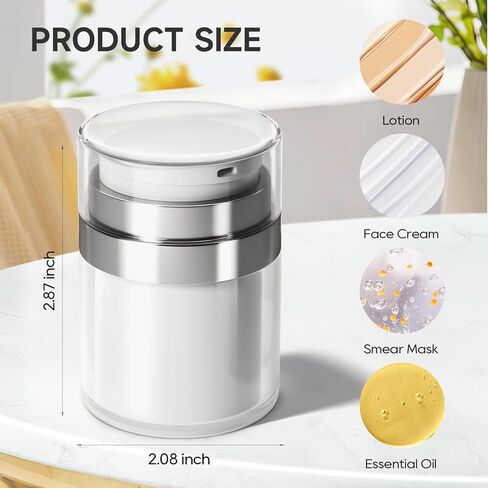 Morfone Airless Pump Jars, 1.0 oz Lotion Dispenser, Moisturizer Pump Container, Leak-proof Travel Containers for Cream Lotion Gels Thick Moisturizer Toiletry (Duck Billed Pump Head) in Kuwait