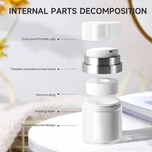 Morfone Airless Pump Jars, 1.0 oz Lotion Dispenser, Moisturizer Pump Container, Leak-proof Travel Containers for Cream Lotion Gels Thick Moisturizer Toiletry (Duck Billed Pump Head) in Kuwait