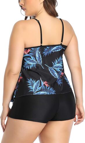 B2prity Women Plus Size Tankini Swimsuits Tummy Control Two Piece Bathing Suit Ruffled Flounce Swimwear with Shorts in Saudi Arabia