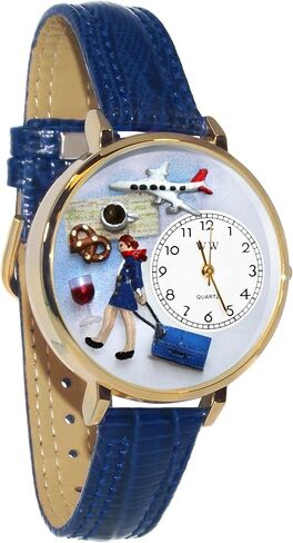 هدايا غريبة الأطوار ساعة مضيفات طيران ثلاثية الأبعاد | لمسة نهائية ذهبية أو فضية كبيرة | الجدة الممتعة الفريدة | مصنوع يدويًا في الولايات المتحدة الأمريكية in Kuwait