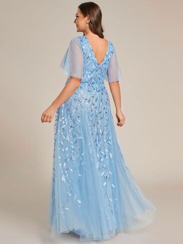 Ever-Pretty Womens Plus Size Sequin Emboridery Formal Evening Dresses with Sleeves 00736-DA in Kuwait