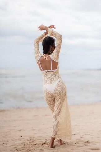Beach Dress Swimsuit Sexy Lace Dress Casual Beach Sundress Summer Bathing Suit Cover up Women Vacation Dresses Bikini in Saudi Arabia
