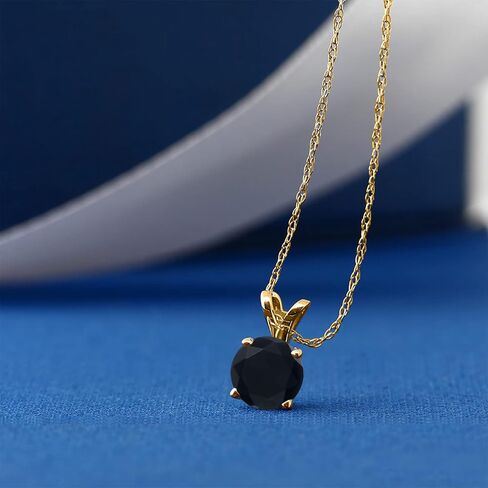 جوهرة ستون كينغ 14K الذهب الأصفر جولة 5MM الأحجار الكريمة جوهرة سوليتير قلادة قلادة | قلادة ذهبية للنساء | مع سلسلة ذهبية 18 بوصة in Saudi Arabia