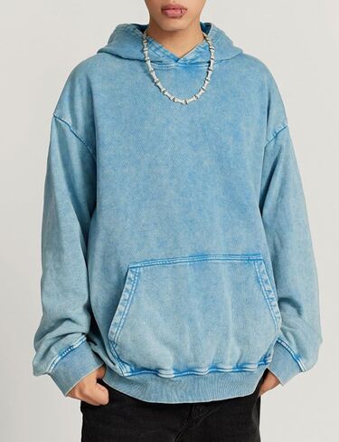 Dnzzs Men's Oversized Hoodie Unisex Heavyweight Hoodies French Terry Pullover Vintage Acid Wash Hoodie Sweatshirt Streetwear in Saudi Arabia