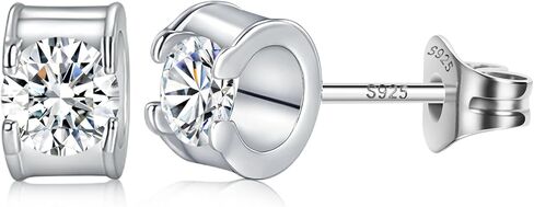 0.3/0.5/1 قيراط أقراط مويسانيتي للنساء، 925 فضة استرلينية 18 قيراط مطلية بالذهب الأبيض أقراط مويسانيتي مرصعة مضادة للحساسية هدية مجوهرات in Kuwait