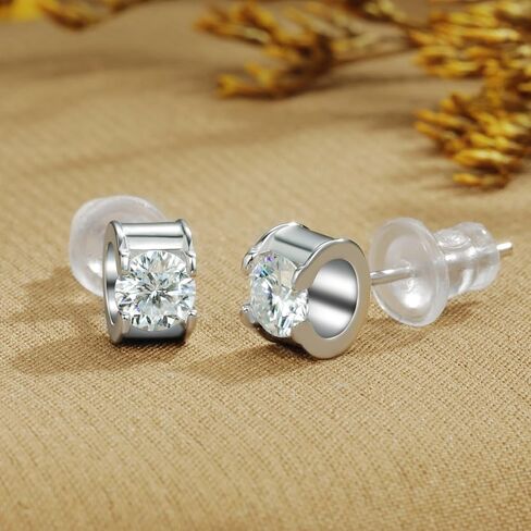 0.3/0.5/1 قيراط أقراط مويسانيتي للنساء، 925 فضة استرلينية 18 قيراط مطلية بالذهب الأبيض أقراط مويسانيتي مرصعة مضادة للحساسية هدية مجوهرات in Kuwait