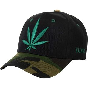 LOCOMO Men Women Baseball Cap Marijuana Pot Leaf Weed Cannabis Embroidered Hat Trucker Hat Snapback Brim