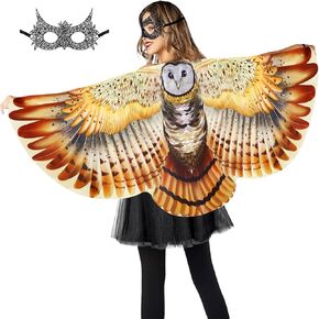 Adults-Bird-Costumes Owl-Wings for Women Bird Mask as Eagle-Costume Halloween Dress-up Shawl Cape Party Favors