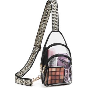 Telena Clear Fanny Pack Stadium Approved Clear Sling Bag Crossbody bag Purses for Women Transparent Waist Bag with Adjustable Strap Clear Brown