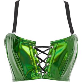 Daisy corsets Womens Neon Yellow Mesh Underwire Cincher W/Built in Halter Top