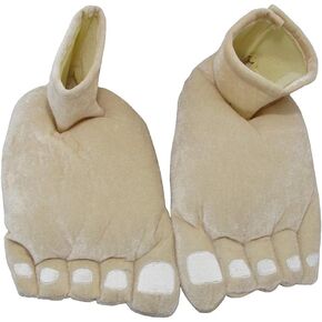 Nicky Bigs Novelties Adult Costume Accessory Big Giant Funny Feet Slippers Caveman Feet Shoe Covers Beige