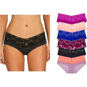 Women's Microfiber Hipster with Lace 6 Piece Underwear