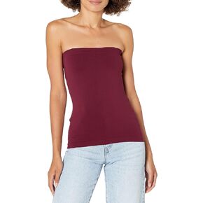 Rhonda Shear Women's Plus Size Seamless Bandeau Tank W/Shelf Bra and Removable Straps