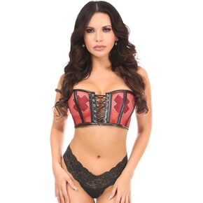 Daisy corsets womens Lavish Red Fishnet & Faux Leather Lace-up Short Bustier TopBustier