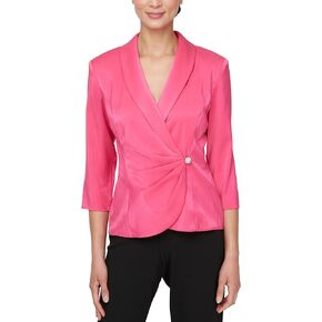 Alex Evenings Women's 3/4 Sleeve Surplice Neckline Stretch Shimmer Blouse with Embellished Side Closure in Kuwait