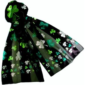 Green and Lime Shamrock Long Scarves for St Patrick's Day Lightweight and Silky