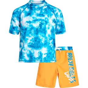 Big Chill Boys' Rash Guard Set - 2 Piece UPF 50+ Sun Protection Swim Shirt and Bathing Suit (4-14)