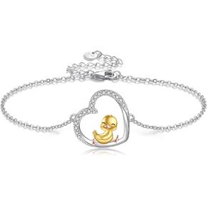 URONE Penguin/Fox/Duck/Guinea Pig/Paw Print 925 Sterling Silver Animal Bracelet Cute Animal Jewelry Gifts for Women