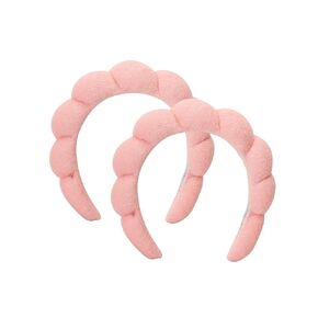 Bliss Women's Spa Headband - 2 Pack Microfiber Makeup Bubble Headband - Puffy Hair Band for Washing Face, Facials, Skincare, Shower, Lavender