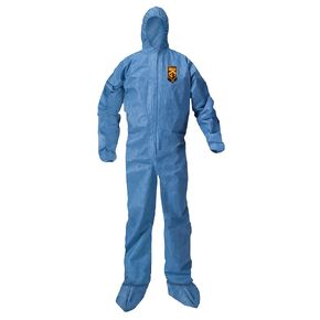 KLEENGUARD™ A20 Breathable Particle Protection Coveralls (58523), Zipper Front, Elastic Back, Wrists, Ankles, Hood & Boots, Blue, Reflex Design, Large (Qty 24)