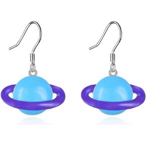 URONE Space Earrings 925 Sterling Silver UFO Alien Earrings Space Jewelry Gifts For Women Men