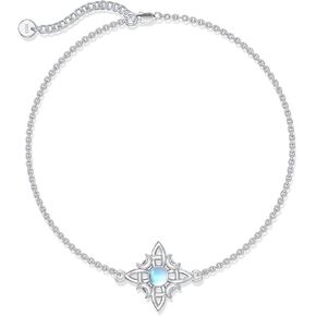 LONAGO Celtic Knot 925 Sterling Silver Anklet for Women Witches Knot Adjustable Beach Foot Ankle Bracelet Jewelry Gifts for Women Mom 8+2Inches