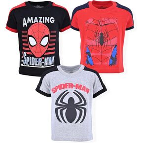 Marvel Spider-Man Boys 3 Pack Short Sleeve T-Shirt for Toddlers and Big Kids