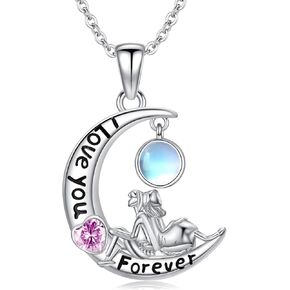 Moon and Star/Cat Moon/Crescent Moon Necklace for Women 925 Sterling Silver Crescent Moon Jewelry Gifts