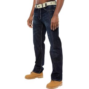 Enzo Mens Designer Jeans Loose Fit Free Belt Denim Pants Trousers All Waist Sizes