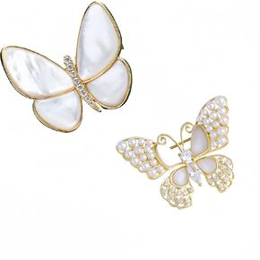 Brooches for Women, Butterfly Stylish Brooches and Pins for Women, Elegant Accessories Jewelry Women's Brooches & Pins Collection, Simulated Rhinestone Pearl Brooch Pins for Women Fashion Shawl Pin Clip Badge Corsage, Accessorize with Elegance Stand Out i