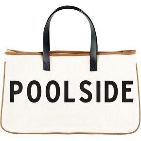 Santa Barbara Design Studio Tote Bag Hold Everything Collection Black and White 100% Cotton Canvas with Leather Handles