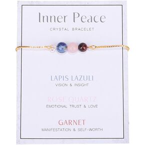 Healing Chakra Crystal Tiger Eye Bead Bracelet with Wish Card for Women girl teen Adjustable Spiritual Anxiety Relief Reiki Stone Braide String Bracelet Yoga Meditation Jewelry Gift