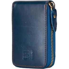 Vintage Full Top Grain Leather Wallet RFID Blocking Multi Card Case with Zipper Pocket Card Holder for Men Women Gift Box