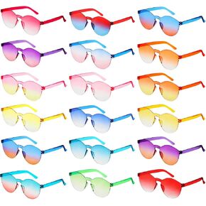 SUNOVELTIES 18 Round Shaped Rimless Sunglasses Transparent Candy Color Party Glasses Colored Eyewear for Women