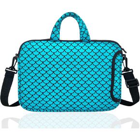 14-Inch Laptop Shoulder Carrying Bag Case Sleeve For 13" 13.3" 14 inch Macbook/Notebook/Ultrabook/Chromebook, Mermaid Scale (Blue)