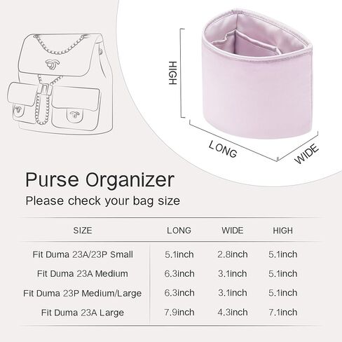 Duma Bag Insert, Organizer Insert Compatible with Chanel Duma backpacks, Silk Bag Organizer for Duma 23A/23P Small, Lightweight and Soft Touch (Small, Black) in Kuwait