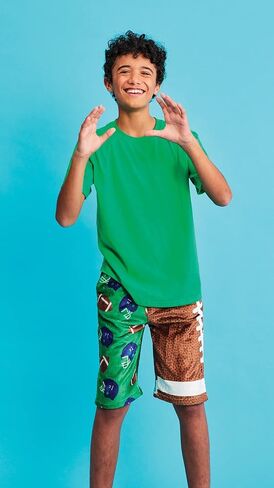 iscream Big Boys Fun Print Silky Soft Plush Shorts - Play Ball Collection in Saudi Arabia