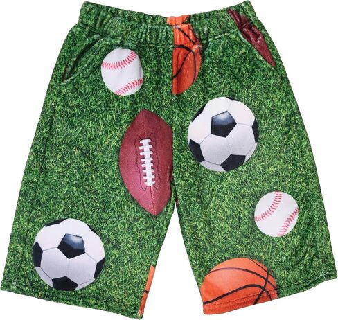 iscream Big Boys Fun Print Silky Soft Plush Shorts - Play Ball Collection in Saudi Arabia