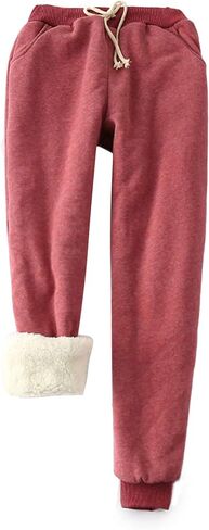 Yeokou Womens Sherpa Lined Sweatpants Winter Warm Fleece Pants in Kuwait