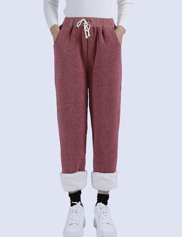 Yeokou Womens Sherpa Lined Sweatpants Winter Warm Fleece Pants in Kuwait